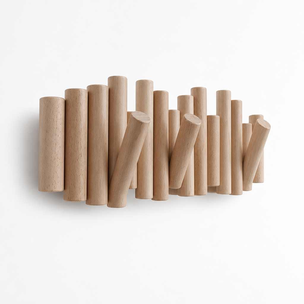 Wall-Mounted Coat Rack Handmade Cylindrical Hooks Space-Saving