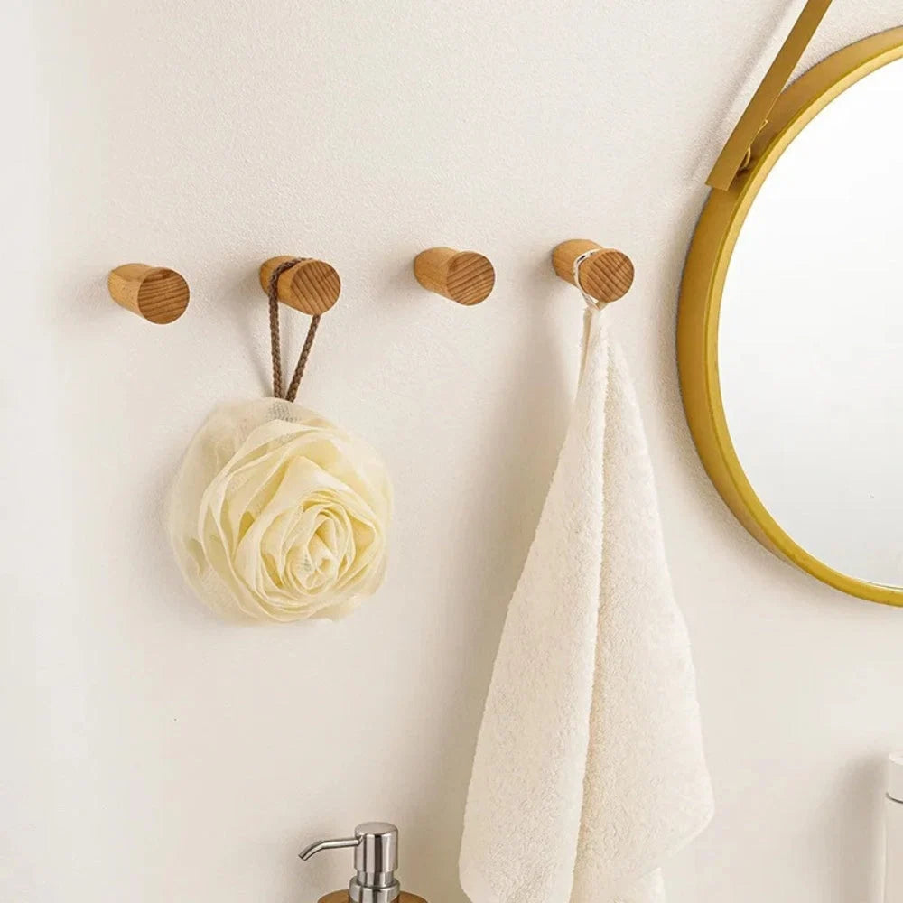 Wall-Mounted Hook Handcrafted Beech Wood Space-Saving
