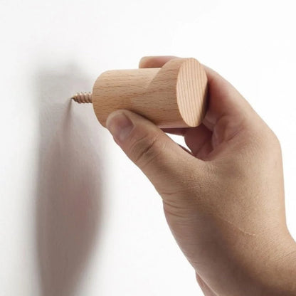 Wall-Mounted Hook Handcrafted Beech Wood Space-Saving
