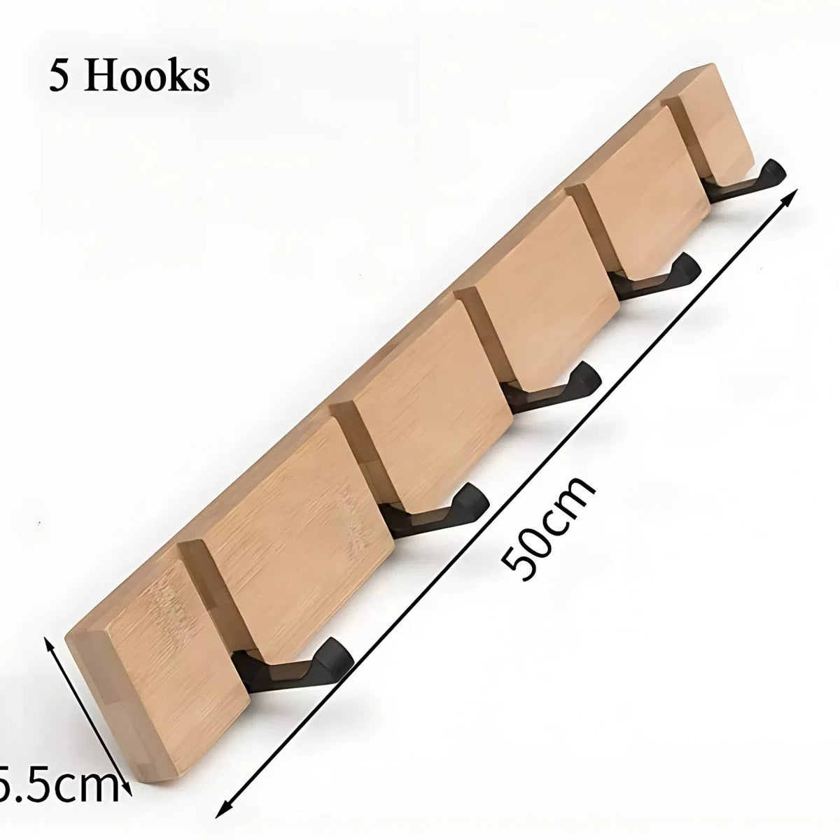 Wall-Mounted Hook Rack Bamboo Foldable Hooks