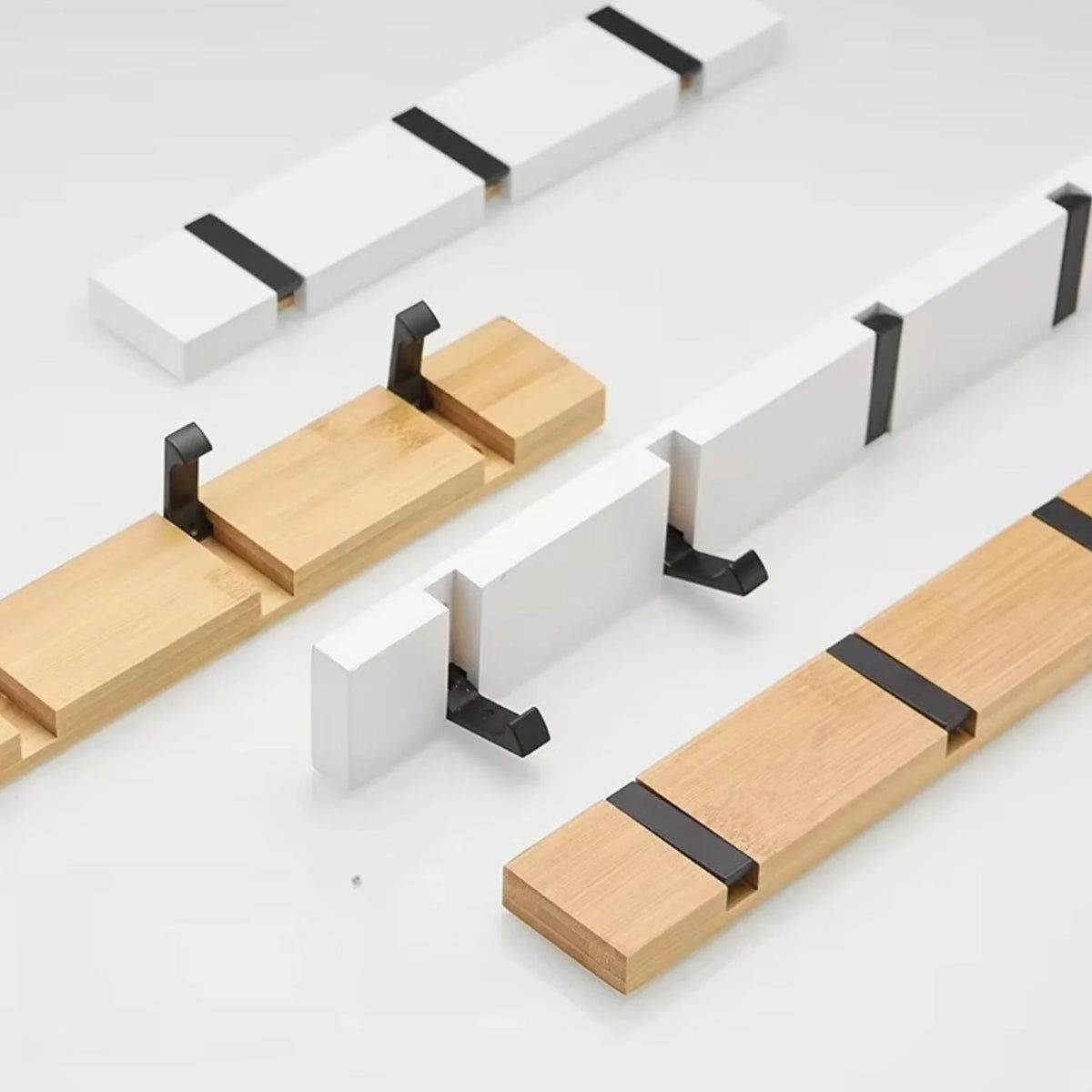 Wall-Mounted Hook Rack Bamboo Foldable Hooks