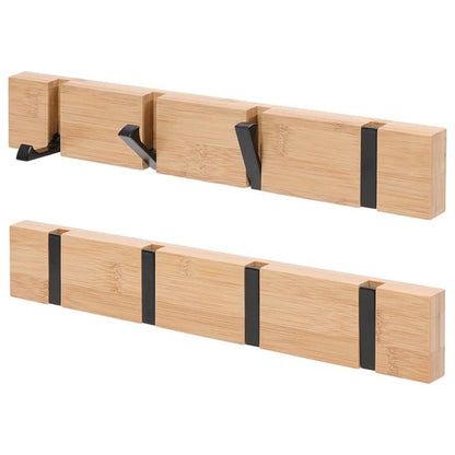 Wall-Mounted Hook Rack Bamboo Foldable Hooks