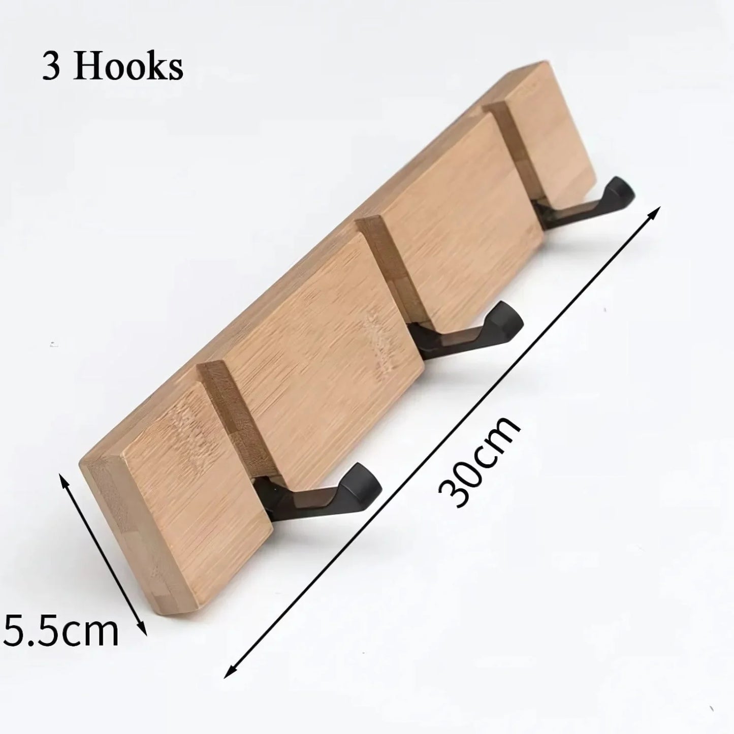 Wall-Mounted Hook Rack Bamboo Foldable Hooks