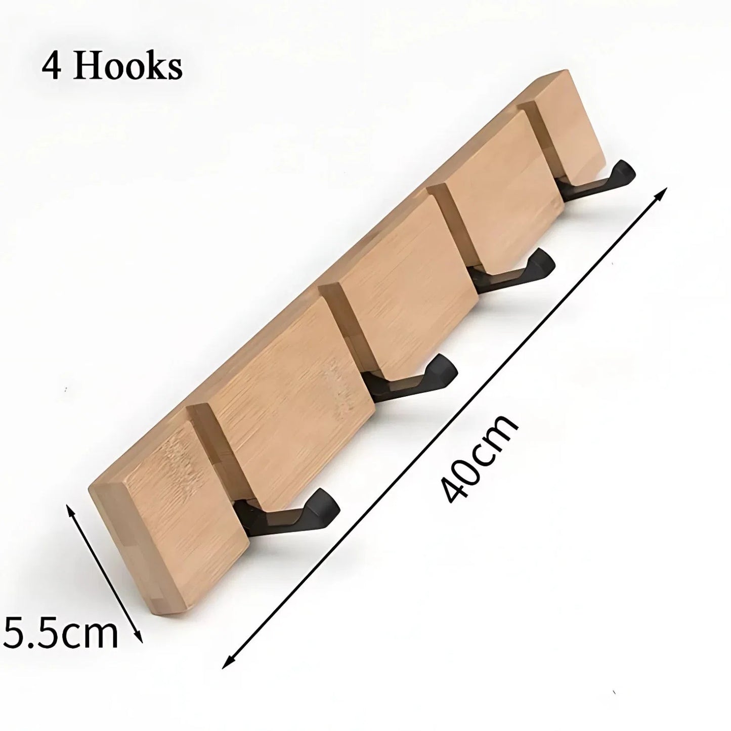 Wall-Mounted Hook Rack Bamboo Foldable Hooks