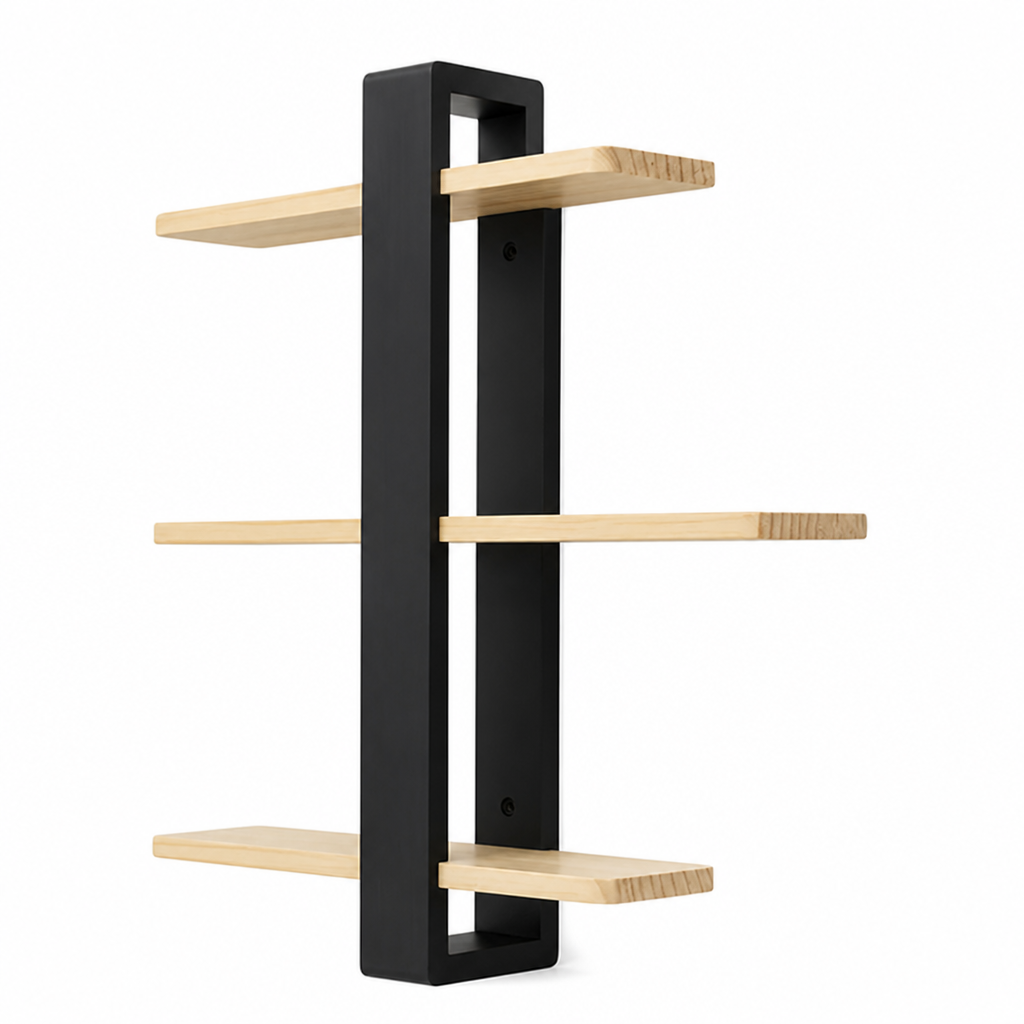 Wall-Mounted Pine Wood Wall Shelf (3-Tier)