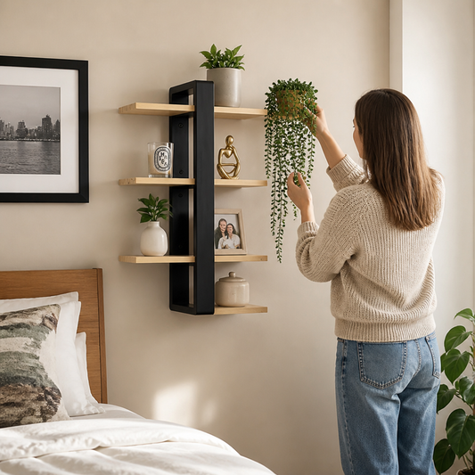 Wall-Mounted Pine Wood Wall Shelf (3-Tier)