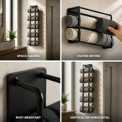 Wall-Mounted Towel Holder Double-Bar Rust-Resistant