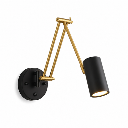 Wall Sconce Adjustable Arm Matte Black & Brushed Gold