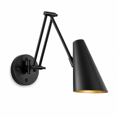 Wall Sconce Adjustable Arm Matte Black & Brushed Gold