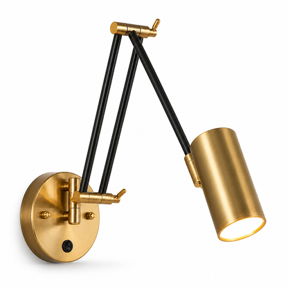 Wall Sconce Adjustable Arm Matte Black & Brushed Gold