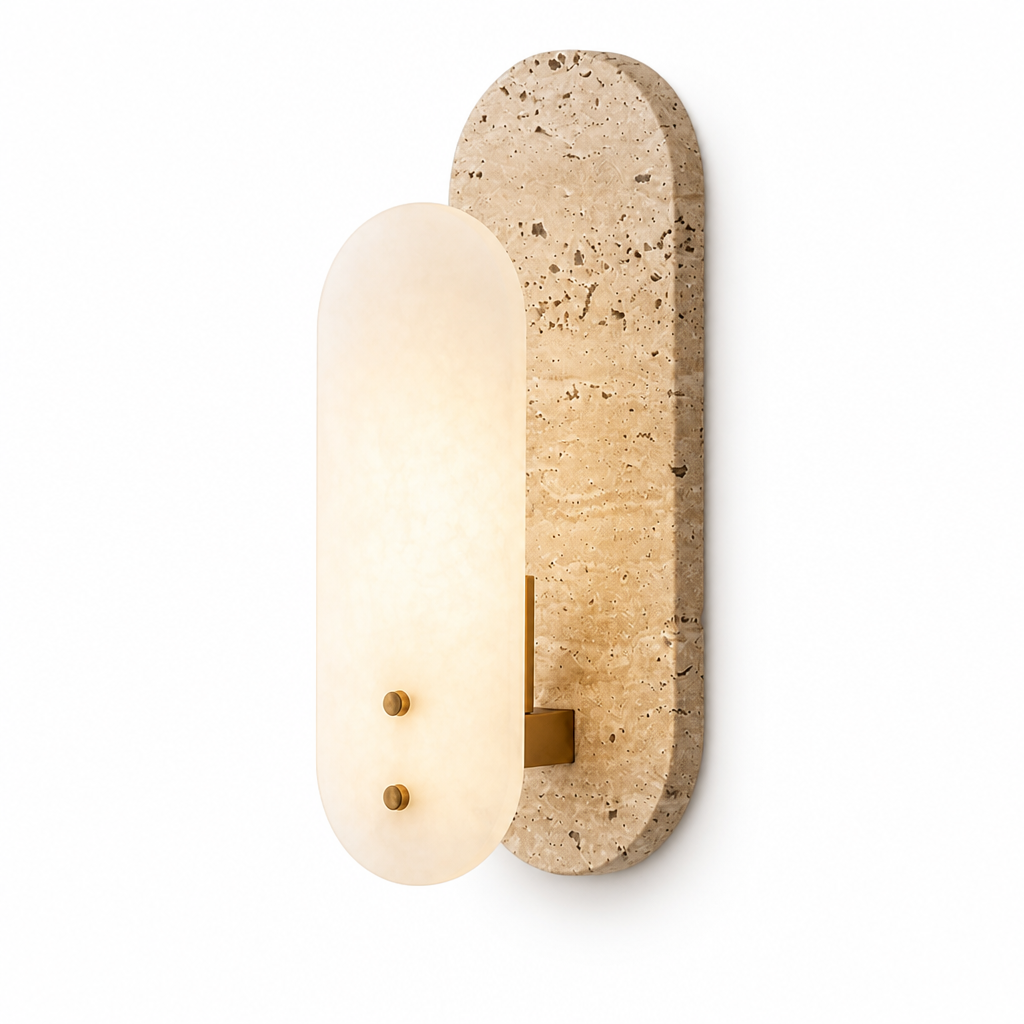 Wall Sconce Alabaster & Marble Hardwired Bulbs Included