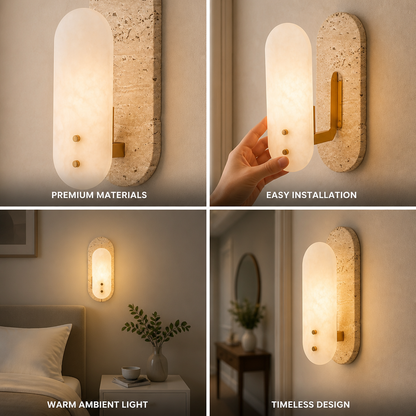 Wall Sconce Alabaster & Marble Hardwired Bulbs Included