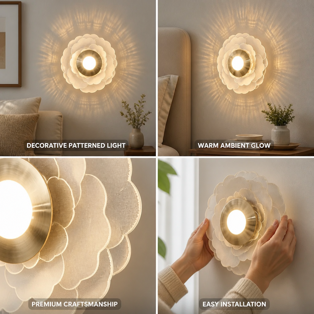 Wall Sconce Layered Shade Warm LED Patterned Light