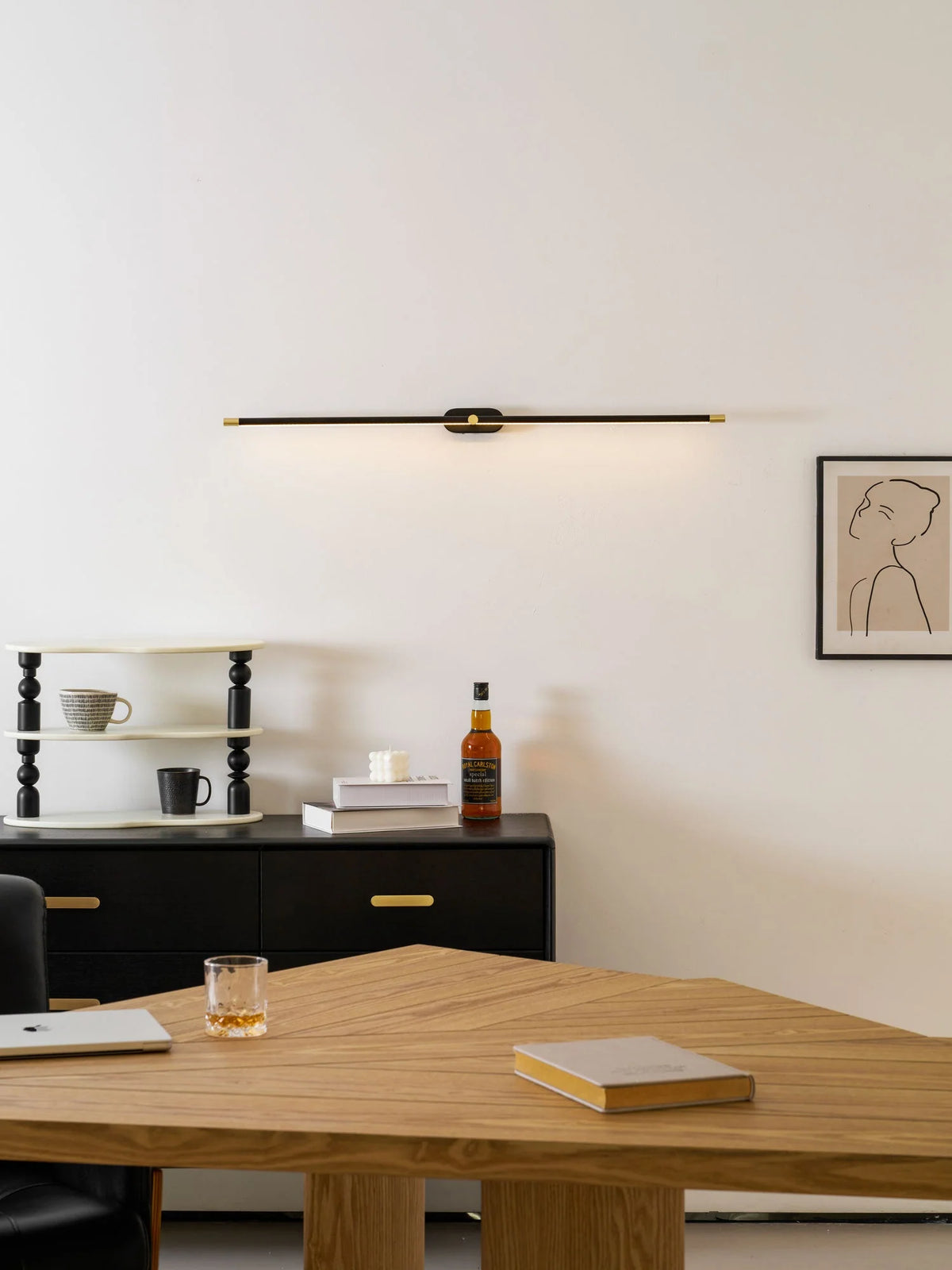 Wall Sconce Slim Linear USB Rechargeable 3-Color Dimmable LED