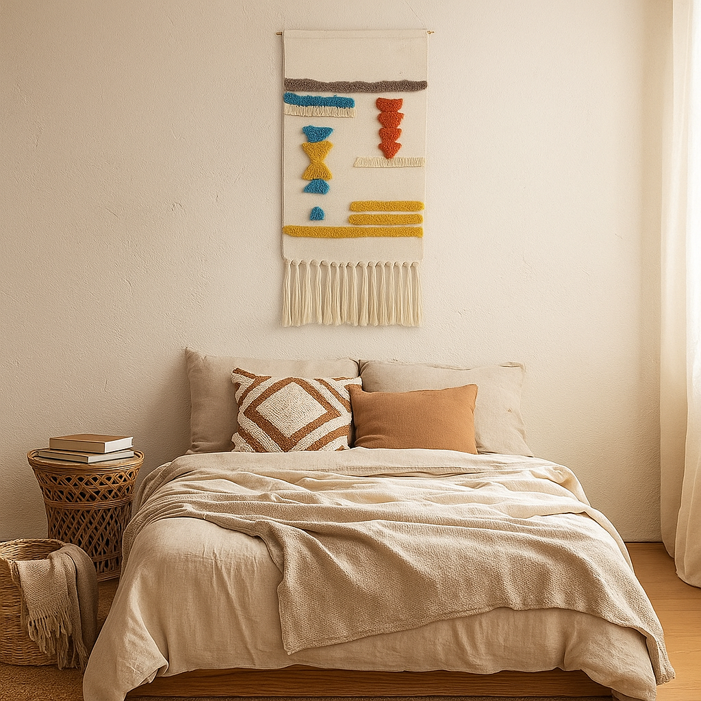 Wall Tapestry Boho Fringed Tufted Cotton & Microfiber Blend