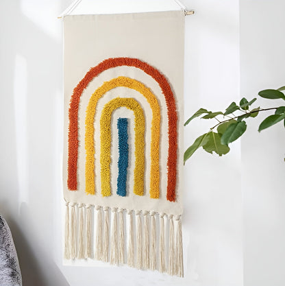 Wall Tapestry Boho Fringed Tufted Cotton & Microfiber Blend
