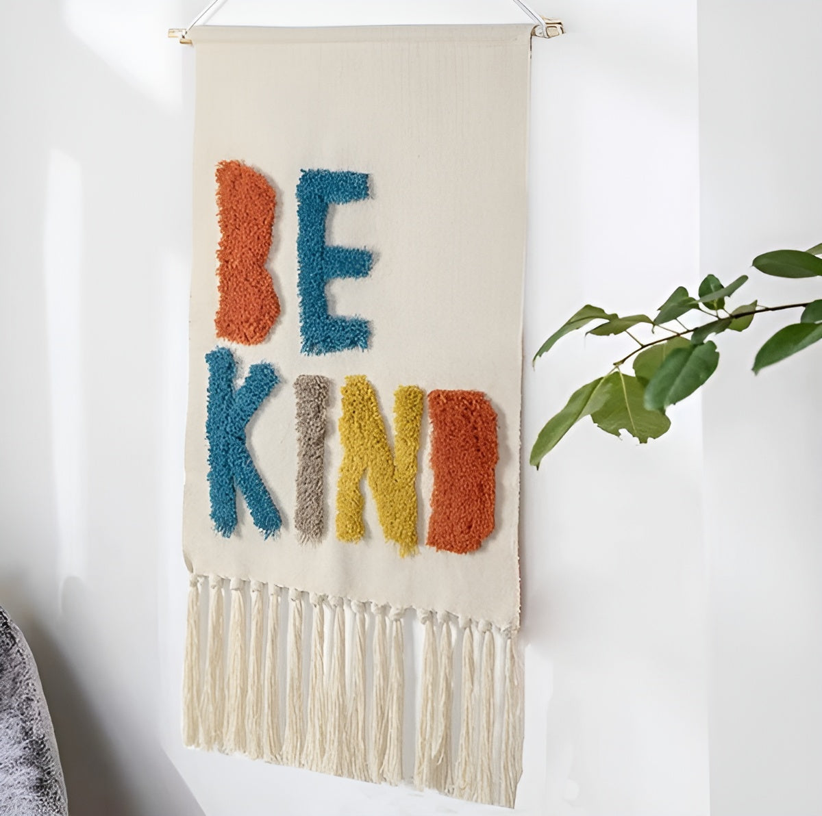 Wall Tapestry Boho Fringed Tufted Cotton & Microfiber Blend