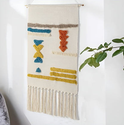Wall Tapestry Boho Fringed Tufted Cotton & Microfiber Blend
