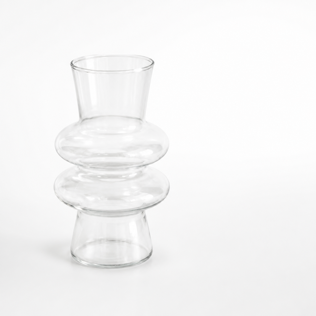 Wave-Shaped Silhouette Glass Flower Vase (20 cm)