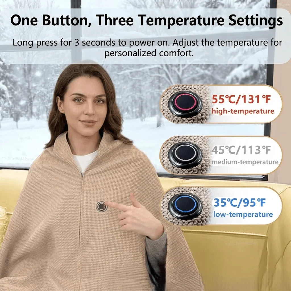 Wearable Heated Blanket USB Powered 3 Heat Settings