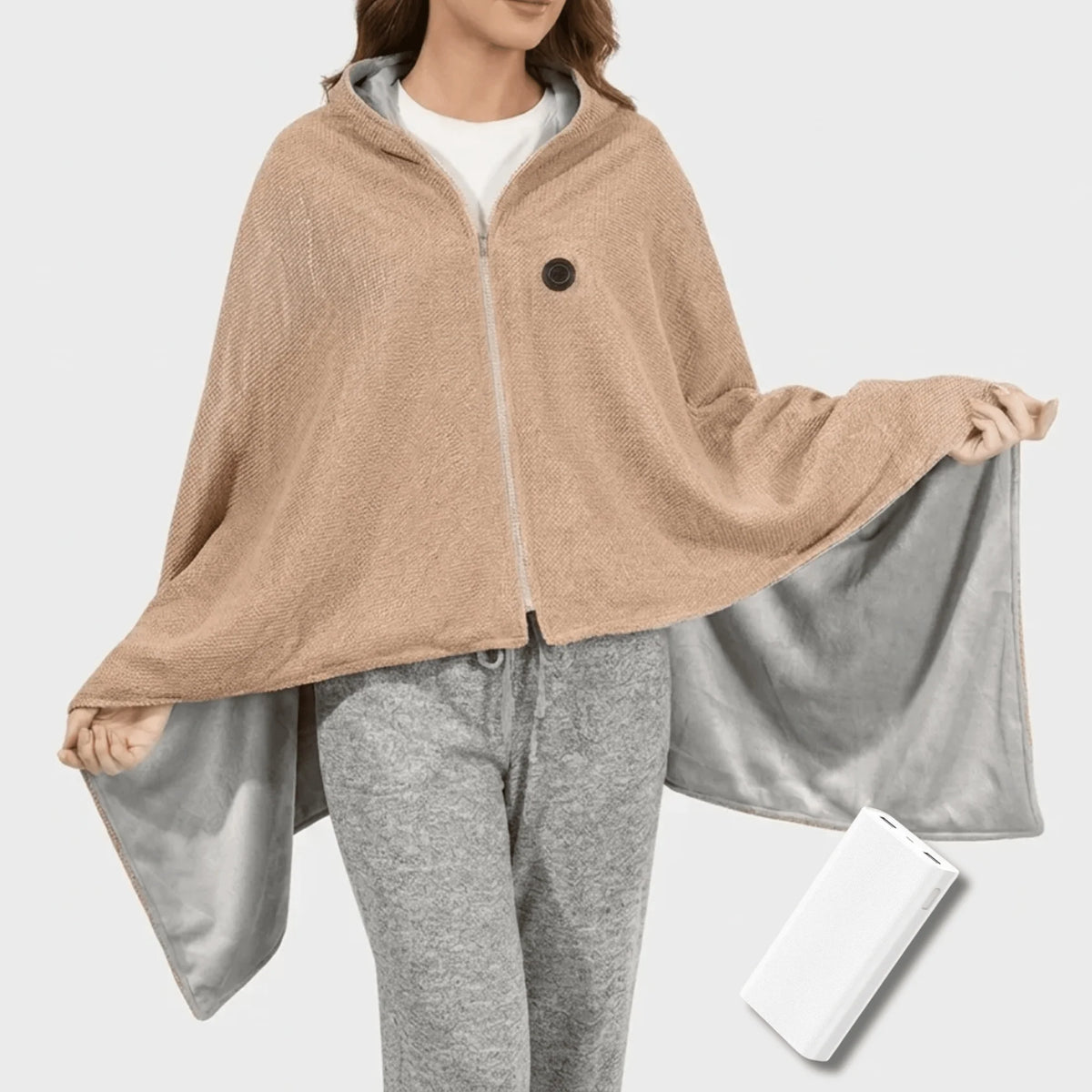 Wearable Heated Blanket USB Powered Adjustable Heat Zipper Closure