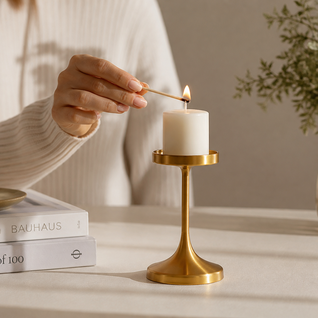 Weighted Gold Table Candle Holder