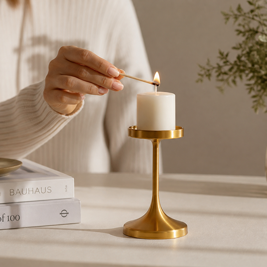 Weighted Gold Table Candle Holder