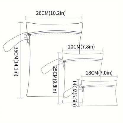 Wet Dry Bag Set Waterproof Zip Set of 3