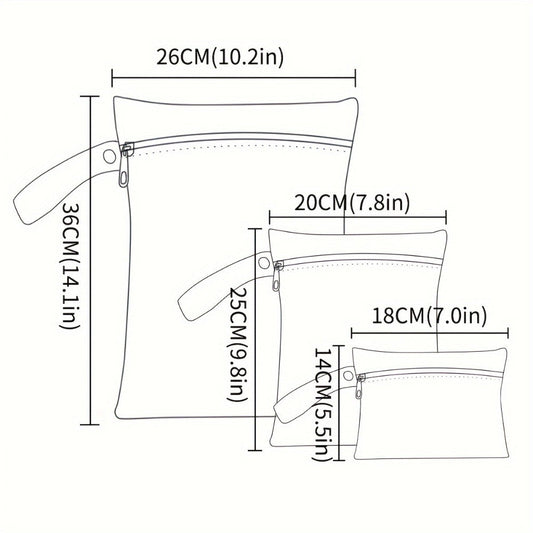 Wet Dry Bag Set Waterproof Zip Set of 3