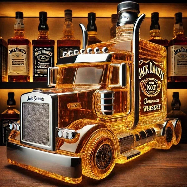 Whiskey Decanter Glass Semi-Truck Design 13 Oz
