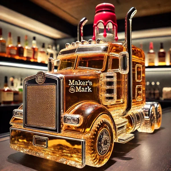 Whiskey Decanter Glass Semi-Truck Design 13 Oz