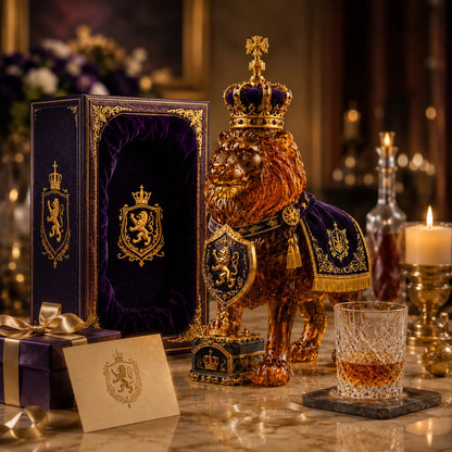 Whiskey Decanter Sculpted Lion Thick Glass 350ml