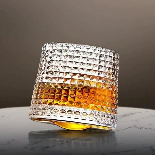 Whiskey Glasses Lead-Free Crystal Rotating Base Dishwasher-Safe