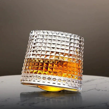 Whiskey Glasses Lead-Free Crystal Rotating Base Dishwasher-Safe
