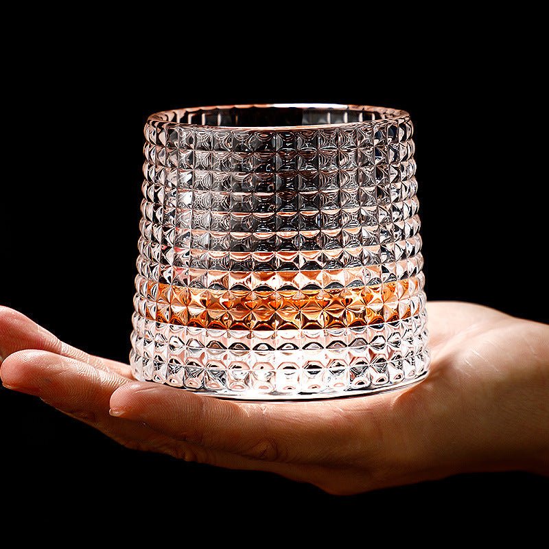 Whiskey Glasses Lead-Free Crystal Rotating Base Dishwasher-Safe
