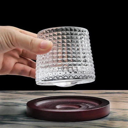 Whiskey Glasses Lead-Free Crystal Rotating Base Dishwasher-Safe