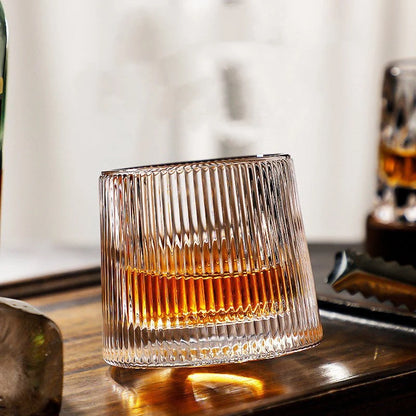 Whiskey Glasses Lead-Free Crystal Rotating Base Dishwasher-Safe