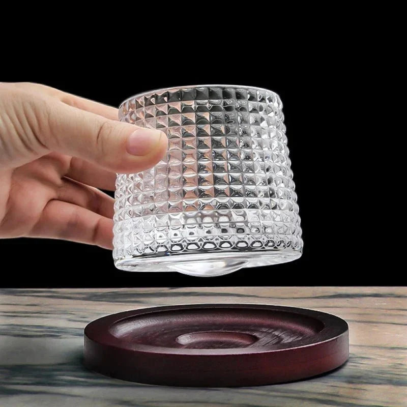 Whiskey Glasses Rotating Lead-Free Crystal Dishwasher-Safe