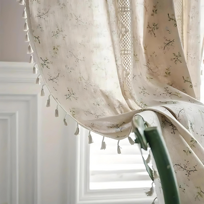 Window Curtain Boho Floral Lace Semi-Blackout UV Resistant