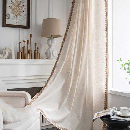 Window Curtain Semi-Darkening Beige Rod Pocket