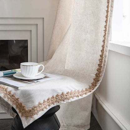 Window Curtain Semi-Darkening Beige Rod Pocket