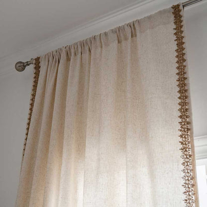 Window Curtain Semi-Darkening Beige Rod Pocket