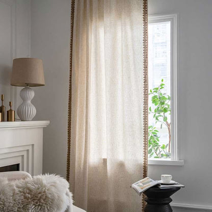 Window Curtain Semi-Darkening Beige Rod Pocket
