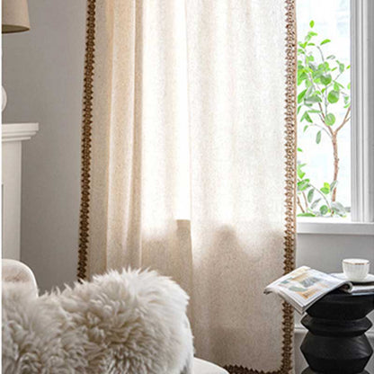 Window Curtain Semi-Darkening Beige Rod Pocket