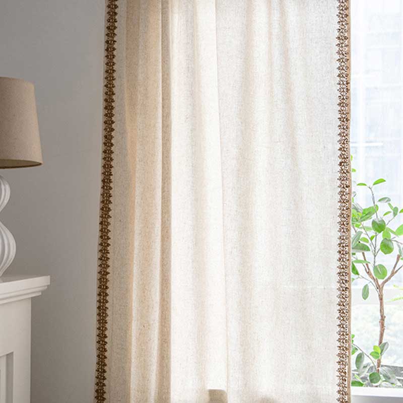 Window Curtain Semi-Darkening Beige Rod Pocket