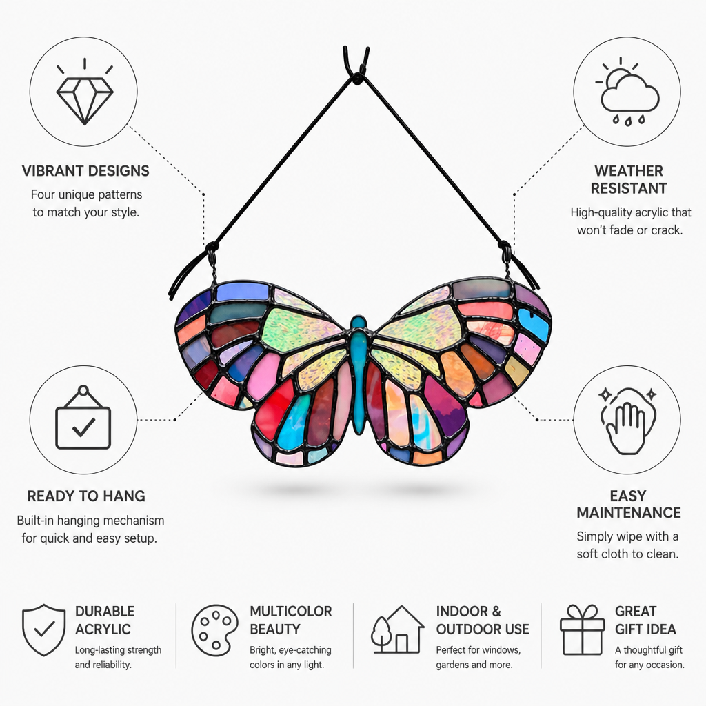 Window Decoration Acrylic Multicolor Weather-Resistant Ready To Hang
