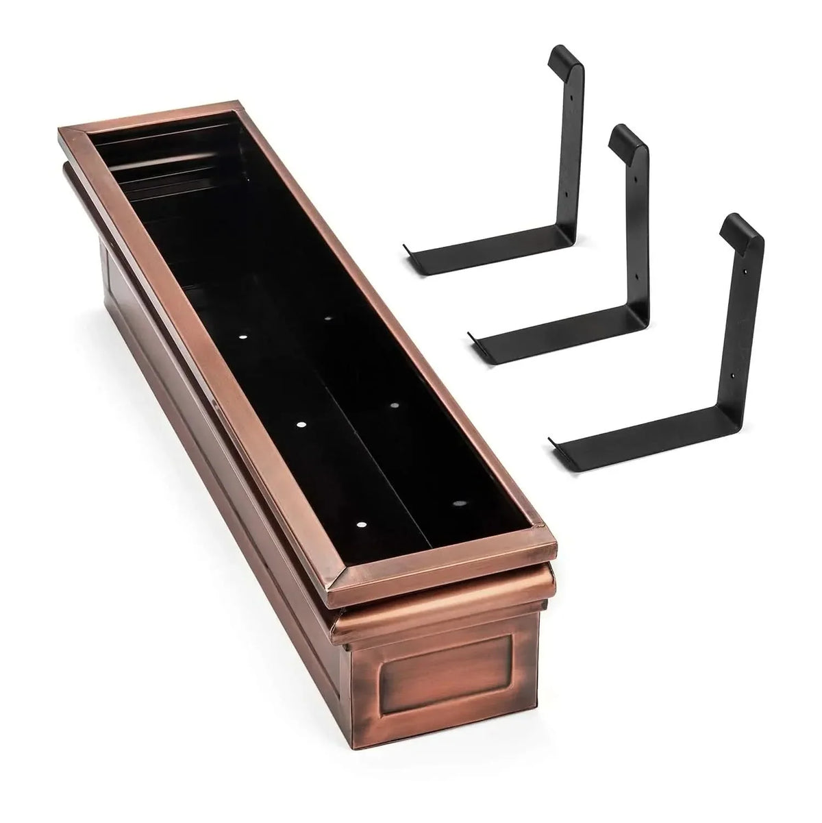 Window Planter Box Reinforced Metal Flat-Back Copper Finish