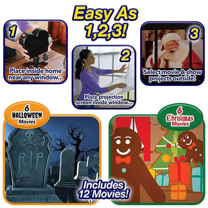 Window Projector 12 Moving Holiday Animations