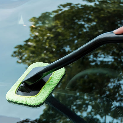 Windshield Cleaning Brush Microfiber Streak-Free Ergonomic Handle
