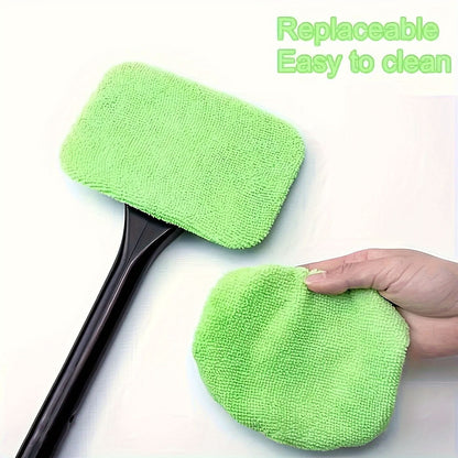Windshield Cleaning Brush Microfiber Streak-Free Ergonomic Handle